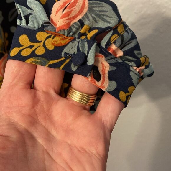 Paper Crown + Rifle Paper Company Efflorescence Blue Floral Swing Dress Sz Small - Picture 7 of 9